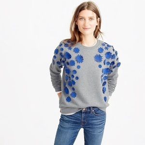 J. Crew Floral Appliqué Pullover Sweatshirt - size Small
